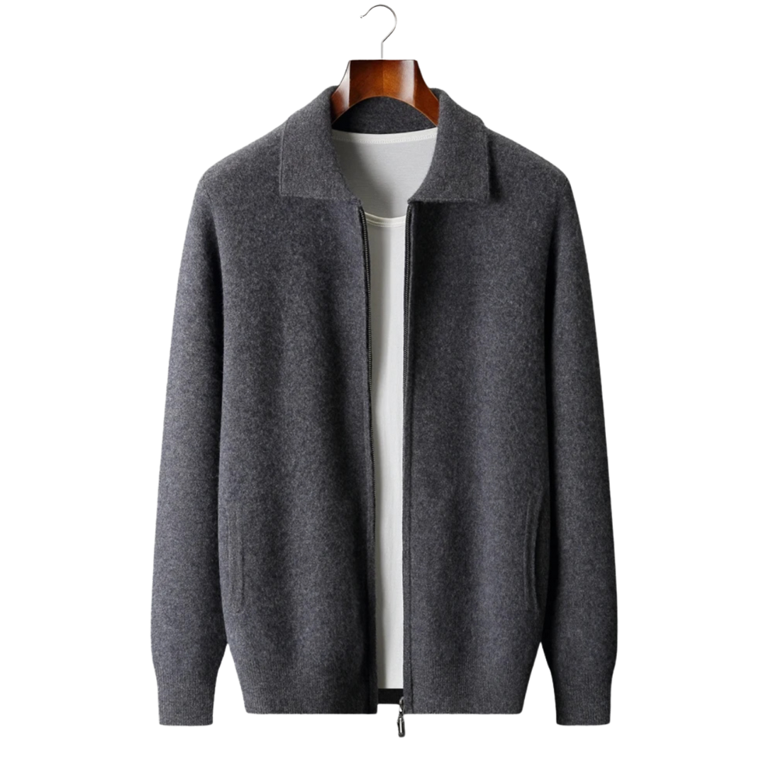 Cashmere Zip Polo Cardigan