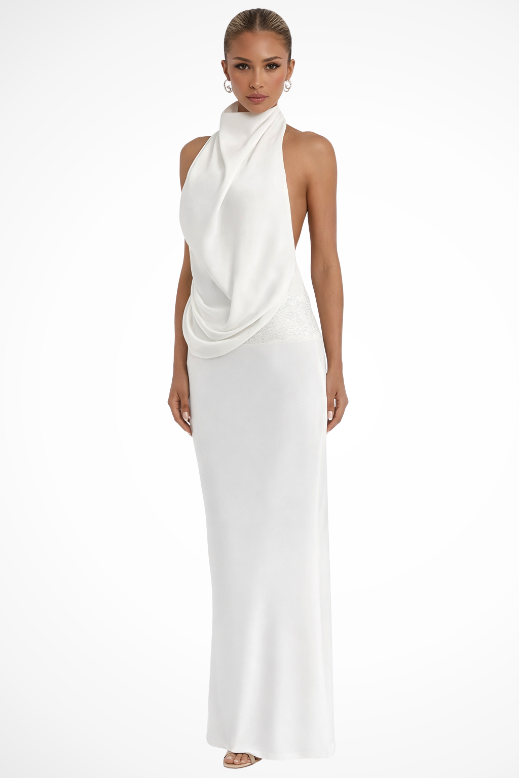 Ivana | Women's Satin Halter Neck Maxi Dress