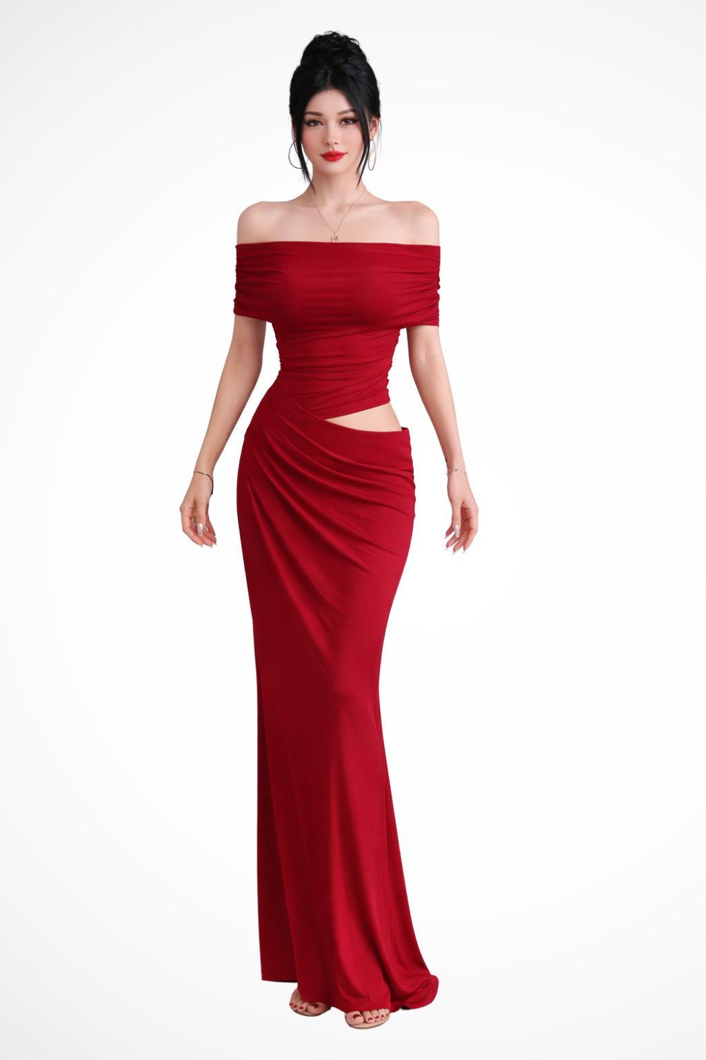 Rhea | Women's Off-Shoulder Ruched Maxi Dress